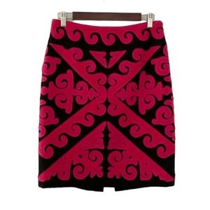 Etcetera Wool Blend Pencil‎ Skirt Size 4 Pink Black